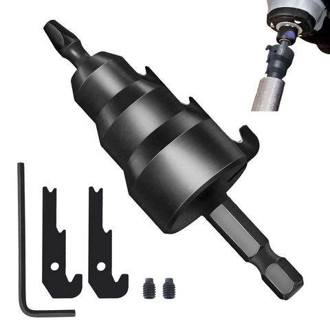 Conduit Reamer Tools Kit Deburring Set For Electrical Pipes With Hex Key Wrench Two Replacement Blades And One No 2 Square Recess Bit Fits One Half Inch Three Quarter Inch And One Inch Conduits Black