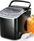 Effortlessly chill drinks with a compact countertop ice maker that delivers up to 26 lb of bullet ice daily, 9 cubes in 6 minutes