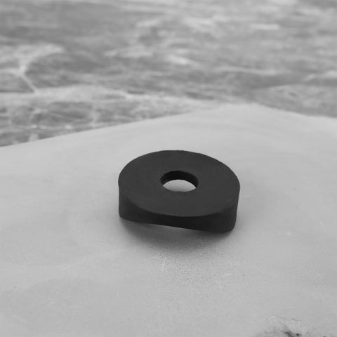Close-up of a single black plastic curved washer from the 100 Pieces Black Plastic Curved Washers Set For Round Tubes M6 And M8 With PE Spacer Sleeves