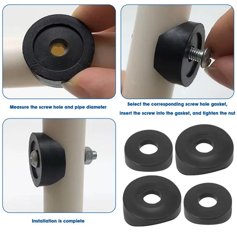 100 Pieces Black Plastic Curved Washers Set For Round Tubes M6 And M8 With PE Spacer Sleeves in use on white tube