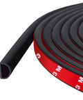 Weather Stripping Door Seal Self Adhesive Weather Strip Silicone D Shaped Door Seal Strip for Door Frame/Window Seal, 20Ft, Black close-up