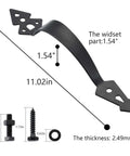 Beefy Wood Gate Hardware Kit With 3-1/2 Inch T Hinges, Heavy Duty Gate Latch, Decorative Gate Handle And Screws, Black finish shown