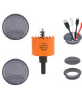 Two Piece 2 Inch Desk Grommets With Hole Saw And Arbor For Cable Management Black set including grommets and bi-metal hole saw