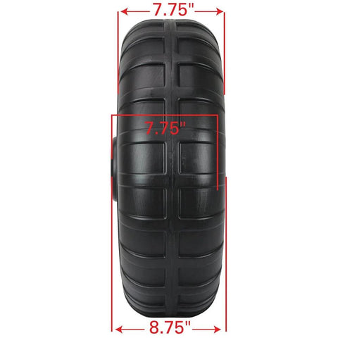 Front view of Heavy-Duty Plastic Roll-In Dock and Boat Lift Wheel, 24 inch diameter, black, maintenance-free, rust-resistant