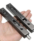 2 Pack 6 Inch Heavy Duty Stainless Steel Concealed Flush Door Bolts For French And Double Dummy Doors, Black Finish