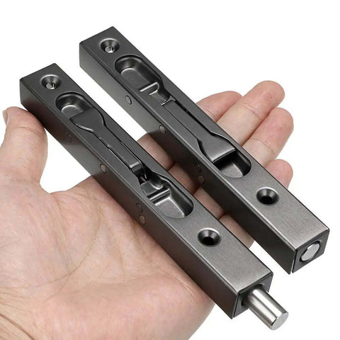 2 Pack 6 Inch Heavy Duty Stainless Steel Concealed Flush Door Bolts For French And Double Dummy Doors, Black Finish