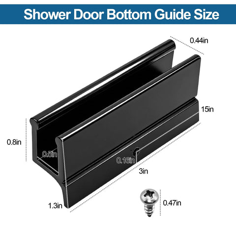 Replacement Sliding Shower Door Bottom Guide For Standard Glass Doors Half Inch By Three Inch Black Plastic Track With Screws