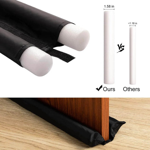 Door Noise Blocker 36 Inch Black Draft Stopper Silencer, installed under door for soundproofing, energy-saving seal