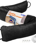 Weighted Door Draft Stopper, 36 Inch Heavy Duty Under Door Blocker With Hook And Loop Fastening, shown with black fabric and accessories.