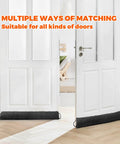 Weighted Door Draft Stopper, 36 Inch Heavy Duty Under Door Blocker With Hook And Loop Fastening, installed on white doors