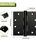Diagram of Six Pack Black Door Hinges 4.5 By 4.5 Inches Heavy Duty Stainless Steel Ball Bearing Hinges With Screws Square Corner