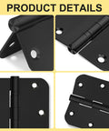 Close-up of 6 Pack 3.5 Inch Heavy Duty Stainless Steel Ball Bearing Door Hinges with non-removable pin and 5/8 inch rounded corners in black.