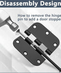 18 Pack Black Matte Interior Door Hinges 3.5 Inch By 3.5 Inch Rounded 5/8 Radius Heavy Duty Hinges disassembly design with pin removal tool