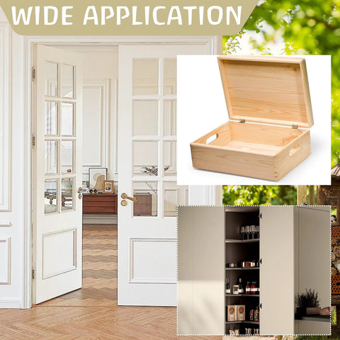 12 Pack 2.5 Inch Black Butt Door Hinges With Ball Bearing for cabinets and windows, white doors and storage uses depicted.
