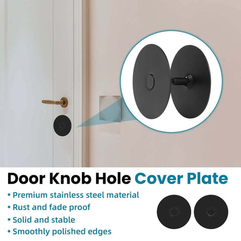 Heavy Duty Black Door Hole Cover Plate Two And Five Eighths Inch Round Deadbolt Cover With Screws Steel Hole Filler Plate