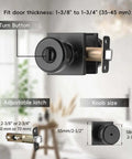 Image of Black Interior Door Knobs For Bathroom And Bedroom Pismo Privacy Doorknob With Turn Lock And Square Rosette, showing adjustable latch and knob size.