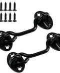 2 Pack 6'' Door Latch Door Lock Hardware, 6'' Hook and Eye Gate Latch Easy Lock for Barn Door, Black Sliding Door Lock with screws