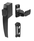 Screen And Storm Door Push Button Latch Set With Night Lock For Outswing Doors Fits Doors From Five Eighths Inch To One And One Quarter Inch Thick Black Finish Single Pack Durable Construction For Long Lasting Performance