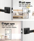 Heavy Duty Flat Black Door Handles Square Privacy Interior Levers For Bedrooms And Bathrooms Keyless Lockset 10 Pack, left and right hand direction