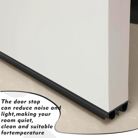 "4 Pack Bottom Door Seal Exterior Plastic PVC 1 3/4" x 36" for Vinyl Concealed Kerf/Channel Fit Under Door Seal Strip for Weather Stripping Draft Stopper(Black) installed on white door"