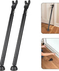 Door Security Bar - Adjustable Brinks Door Security Bar for Travel, School, Dorm and Home - 2 black bars shown, installed on doors