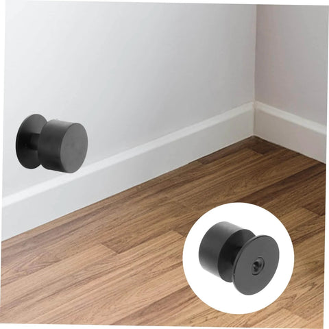 Black Door Silencer Wall Bumper Collision Stopper for Interior Use, shown wall-mounted with easy install hardware for silent door closing.
