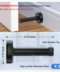 2 Pack No Drilling Door Stoppers With Rubber Padded Tips For Wall Protection, 304 Stainless Steel Sound Dampening Door Stops