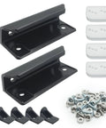 Door Tune Up Kit For Arrow DK100 A Sliding Shed Doors Replacement Parts In Black, includes handles, guides, slides, screws, nuts.