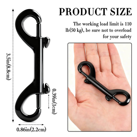 Eight Piece Set Of Double Ended Snaps 3.5 Inch Zinc Alloy Heavy Duty Bolt Snap Trigger Clips shown in hand for size reference.