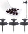 30 Pack Double Headed Push Pins Picture Hangers And Wall Hooks For Drywall And Cork Board in black with plastic case