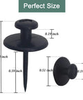 Close-up of black double-headed push pins with measurements, illustrating 30 Pack Double Headed Push Pins Picture Hangers And Wall Hooks For Drywall And Cork Board