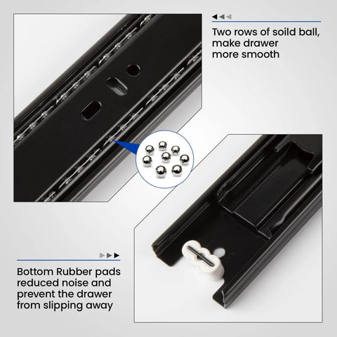 Close-up of Full Extension Ball Bearing Drawer Slides 8 10 12 14 16 18 20 22 24 Inch Heavy Duty Side Mount, showing ball bearings