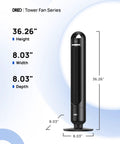 Dreo Tower Fan for Bedroom, 90° Oscillating Standing Fans for Room with dimensions 36.26" height, 8.03" width, and 8.03" depth