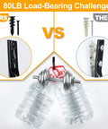 Comparison of 140pcs Black Self Drilling Drywall Anchors Kit vs generic anchors, showcasing 80lb load capability with water jugs