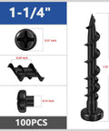 Pan Head Drywall Anchors One And One Quarter Inch Black Anti-Rust Coated Bolt Anchors For Hollow Walls 100 Pack Front View.