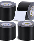 4 Inch Black Duct Tape Pack Of 4, Heavy Duty 220 Yards, 8.3 Mil Thick, Waterproof Backing, Tear By Hand, No Residue, Tough As Nails And Flexible