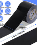 4 Inch Black Duct Tape Pack Of 4, Heavy Duty 220 Yards, 8.3 Mil Thick, Waterproof Backing, Tear By Hand, No Residue