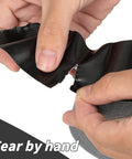 Hands tearing 4 Inch Black Duct Tape Pack Of 4, Heavy Duty 220 Yards, 8.3 Mil Thick, Waterproof Backing, Tear By Hand, No Residue