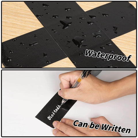 4 Inch Black Duct Tape Pack Of 4, Heavy Duty 220 Yards, 8.3 Mil Thick, waterproof backing, writable, tear by hand, no residue