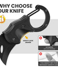 Compact Pocket Knife For Valentines Day Gifts For Him showing safety lock design and benefits.