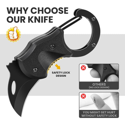 Compact Pocket Knife For Valentines Day Gifts For Him showing safety lock design and benefits.