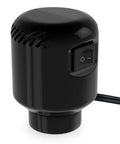 Electric Pump For Vacuum Storage Bags And Vacuum Sealer Bags Portable Air Pump in black with on/off switch for quick air removal, side view