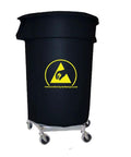 Conductive ESD Trash Can For Cleanrooms, 7 Gallon 28 Quart Waste Bin Black, IEC 61340-5-1 Compliant ANSI ESD S20 20 Waste Basket