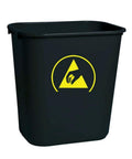 Conductive ESD Trash Can For Cleanrooms, 7 Gallon 28 Quart Waste Bin Black, IEC 61340-5-1 Compliant ANSI ESD S20 20