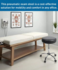 Rolling Exam Stool with Wheels, 18.5 Inch to 25 Inch Adjustable Height for Dentists, Spas, & Healthcare Environments, 5 Casters, Easy Assembly, Black in exam room setting.