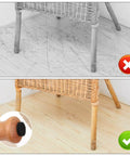 Comparison image showing chair legs with and without 48 Pack Felt Pads for Furniture and Cabinet Doors, 1/2 Inch Black Round Self Adhesive Protectors.