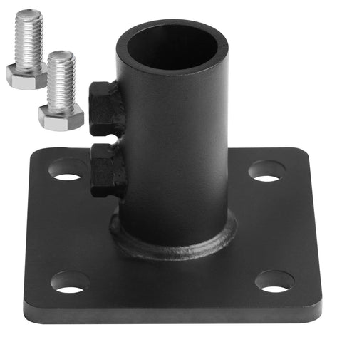 Heavy Duty Black Chain Link Fence Post Floor Flange Base Fits 1-5/8 Inch OD Posts, 5-3/4 By 5-3/4 Inch Plate with bolts