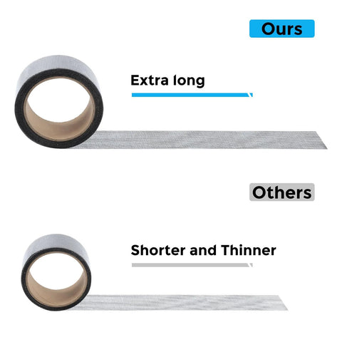 Comparison of Black Window Screen Repair Tape 2 Inch By 30 Foot Fiberglass Mesh Patch with other shorter tapes