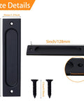 Recessed Finger Flush Pulls 6 Inch Aluminum Rust Proof Door Pull For Pocket Doors Barn Doors Cabinets And Kitchen Drawers With 5 Inch Hole Centers Easy Installation Includes Screws And Installation Template Black 2 Pack with size details