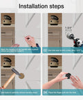 Installation steps for 2 Inch Round Closet Door Finger Pulls 4 Pack in Black on cabinet door.